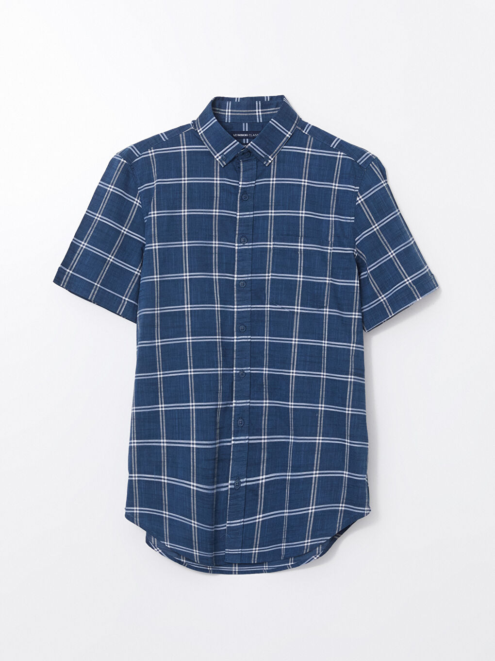 قميص كاروهات كم قصير عادي للرجال-4