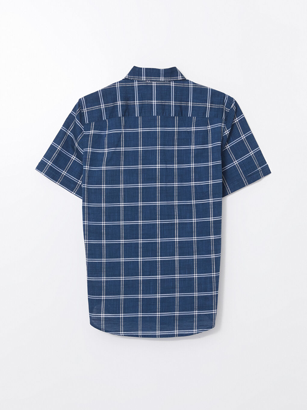 قميص كاروهات كم قصير عادي للرجال-5