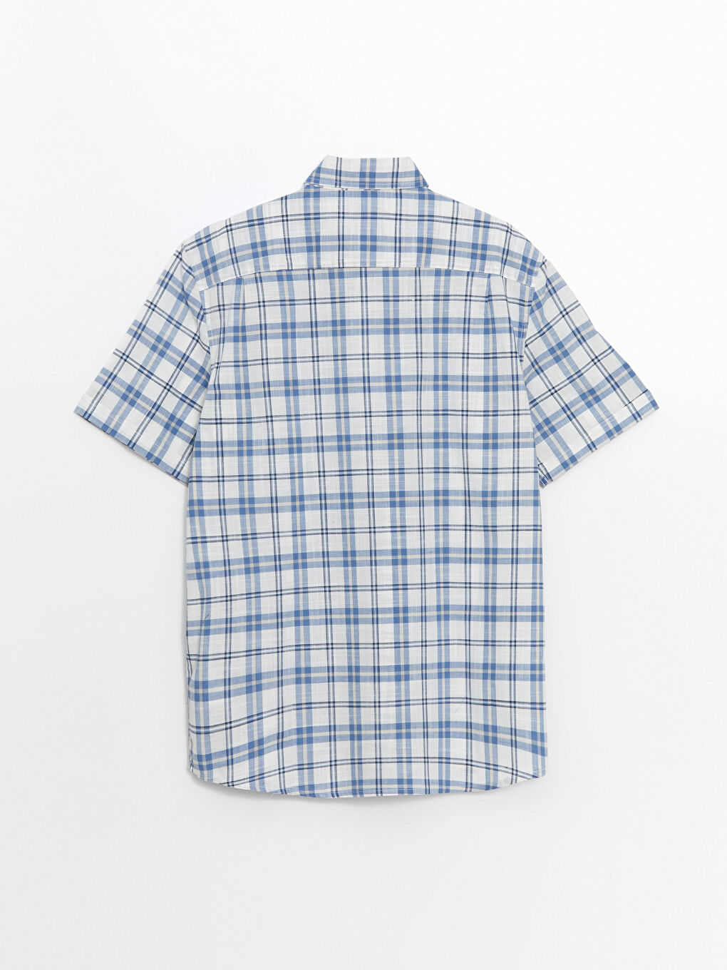 قميص كاروهات كم قصير عادي للرجال-5