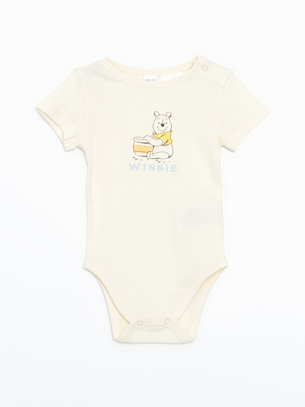Ekru Winnie the Pooh Baskılı Erkek Bebek Çıtçıtlı Body