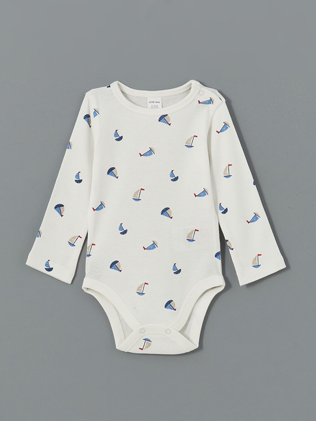 Ekru Bisiklet Yaka Baskılı Erkek Bebek Çıtçıtlı Bodysuit