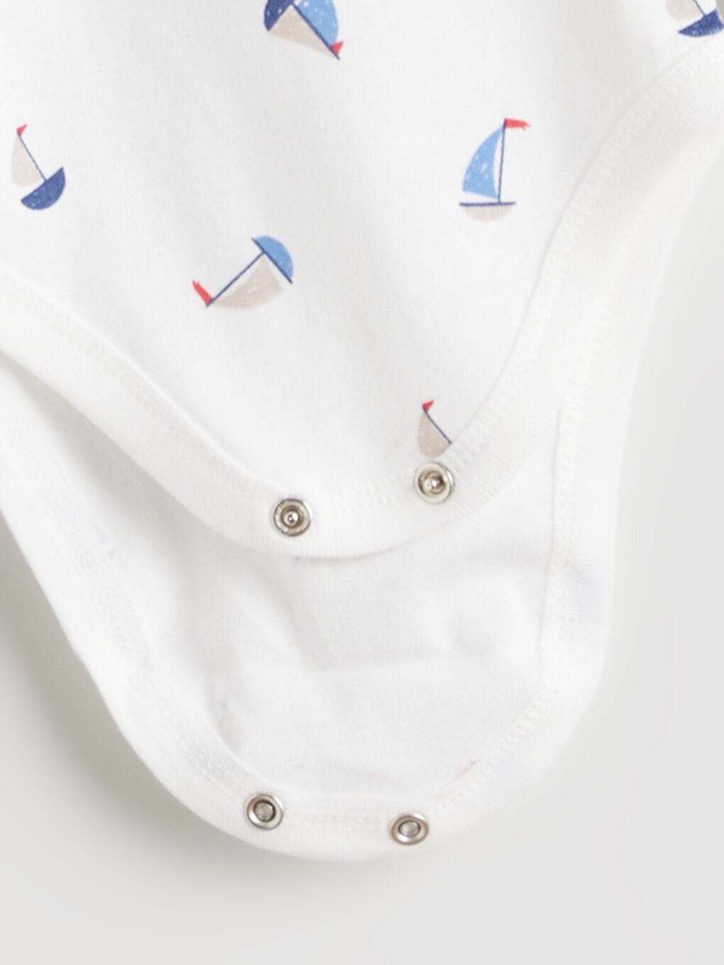 Mavi Bisiklet Yaka Baskılı Erkek Bebek Çıtçıtlı Body-1