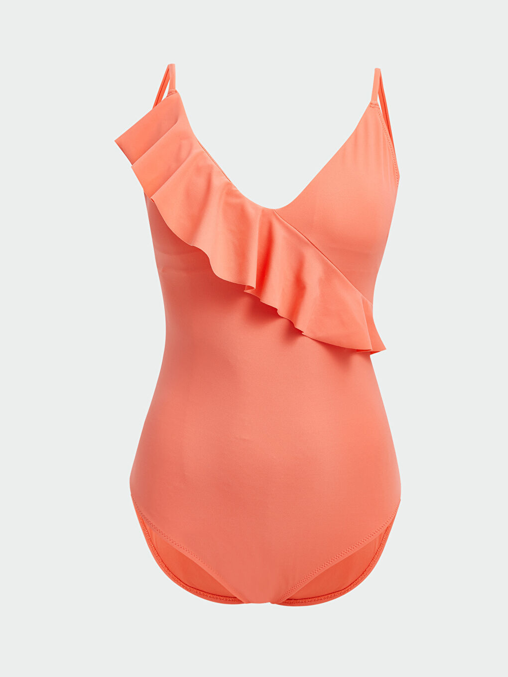 V Neck Plain Strappy Women's Swimsuit -S5BR55Z8-T0G