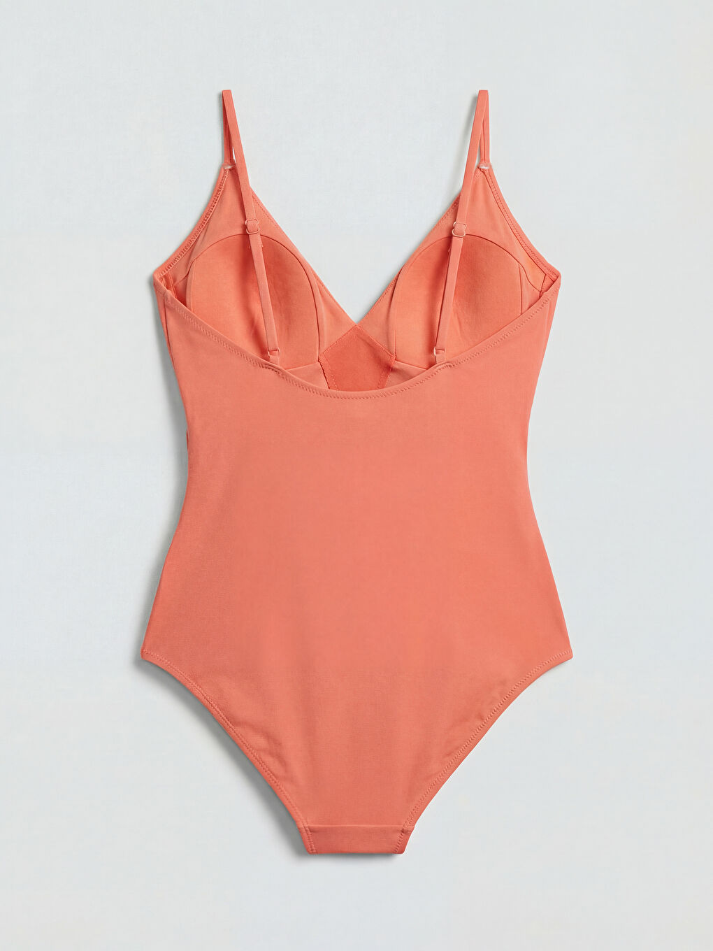 Turuncu V Yaka Düz Askılı Kadın Mayo-1