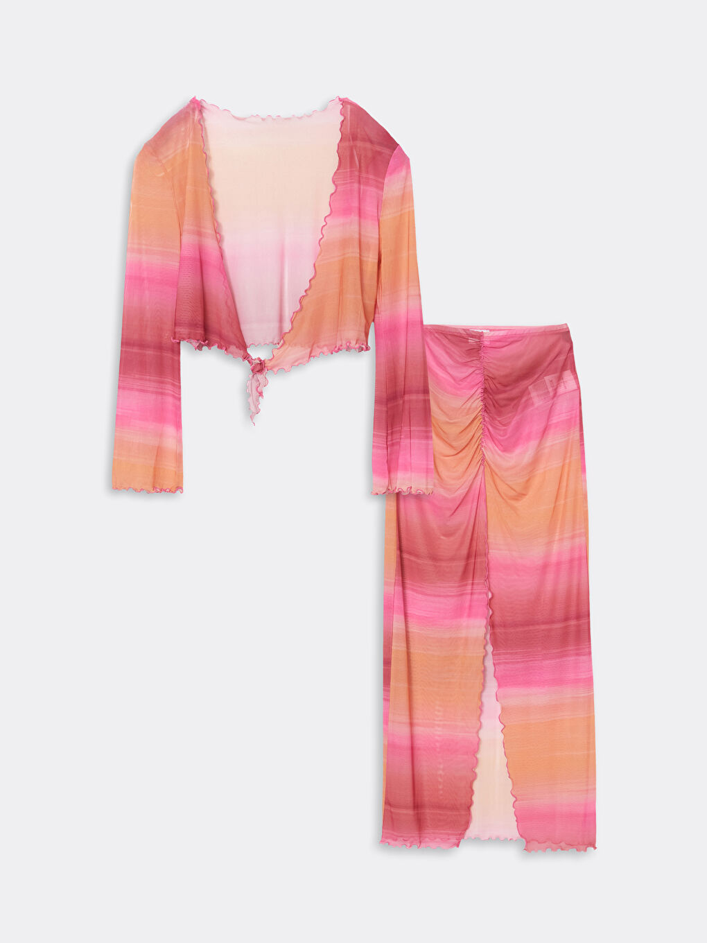 Pembe Beli Lastikli Batik Büzgülü Kadın Pareo