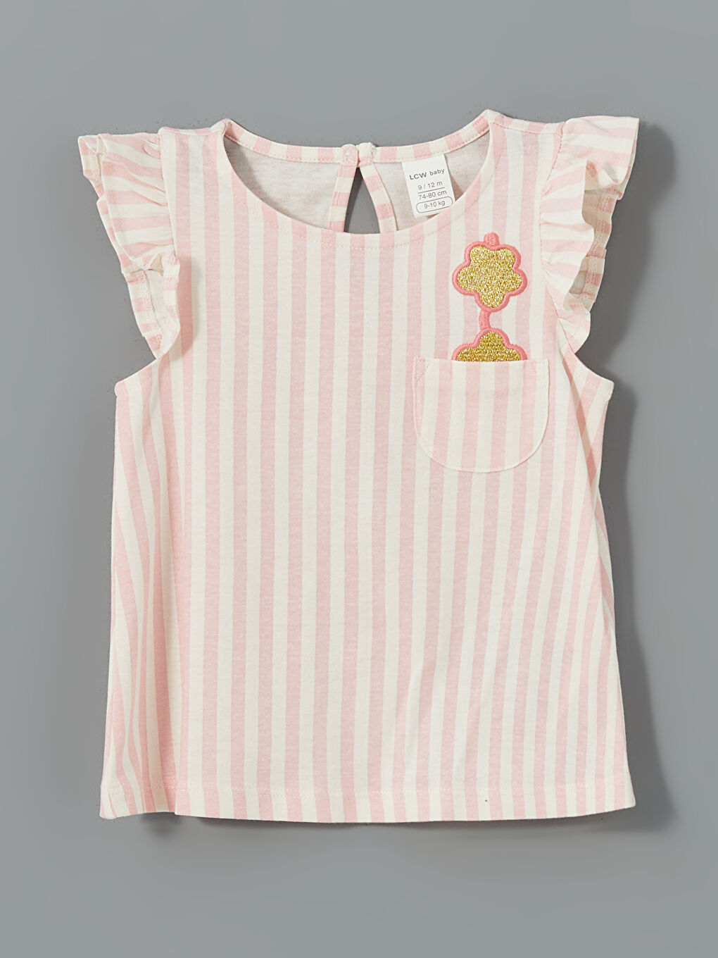 Bej Bisiklet Yaka Kız Bebek Tişört