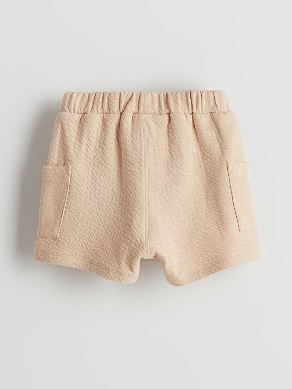 Bej Beli Lastikli Cepli Erkek Bebek Şort-1