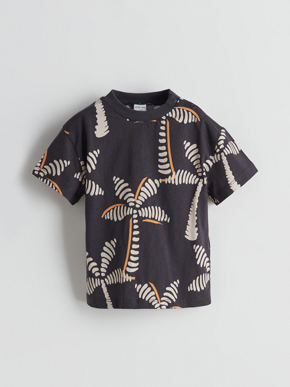 Gri Bisiklet Yaka Desenli Erkek Bebek Tişört