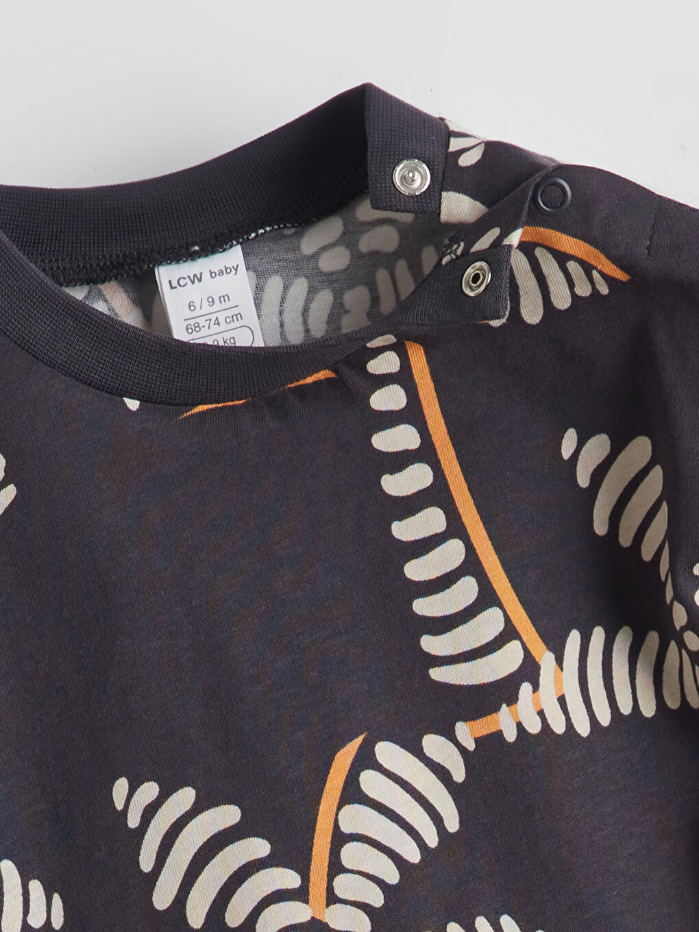 Gri Bisiklet Yaka Desenli Erkek Bebek Tişört-1