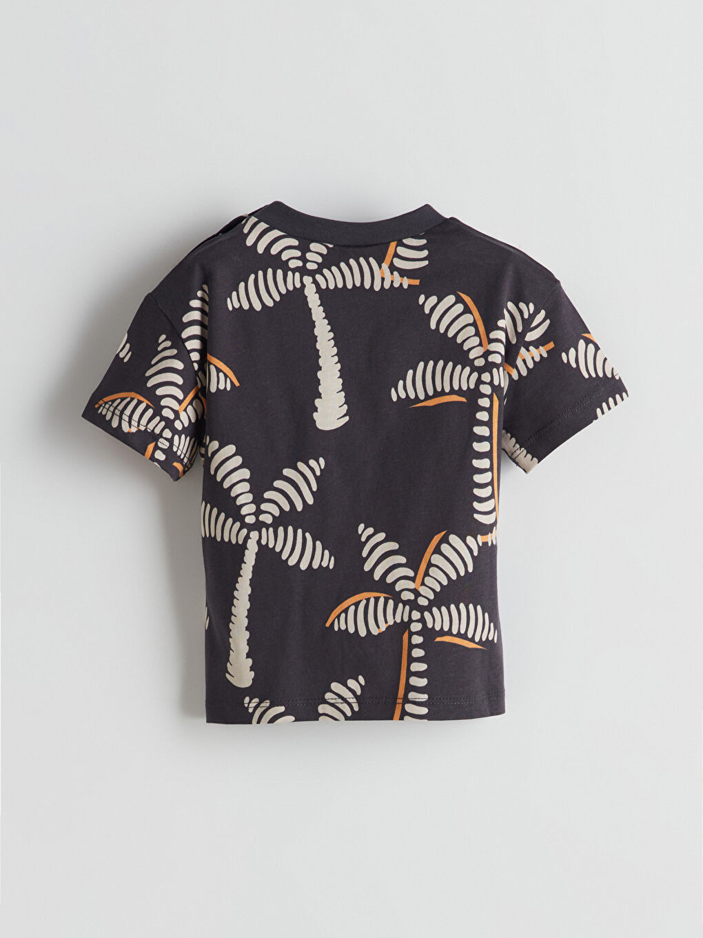 Gri Bisiklet Yaka Desenli Erkek Bebek Tişört-2