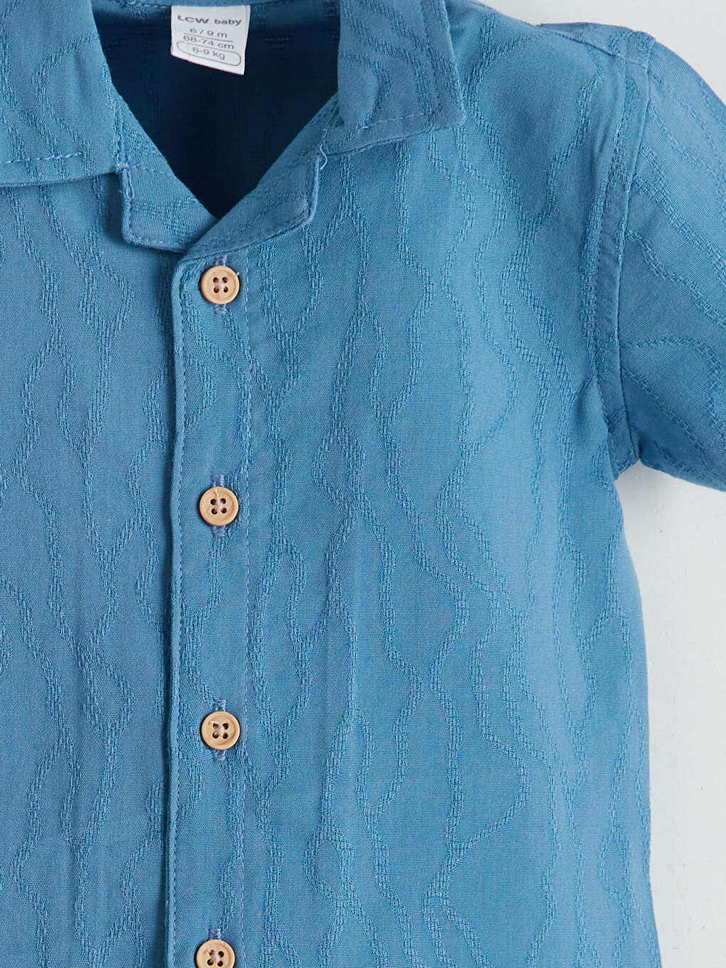 Mavi Resort Yaka Desenli Erkek Bebek Gömlek-2
