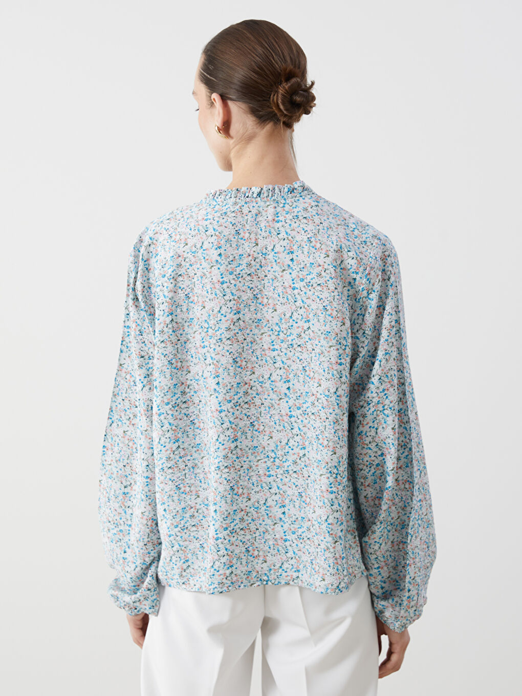 Tie Neck Floral Women's Blouse -S5BS66Z8-LRR