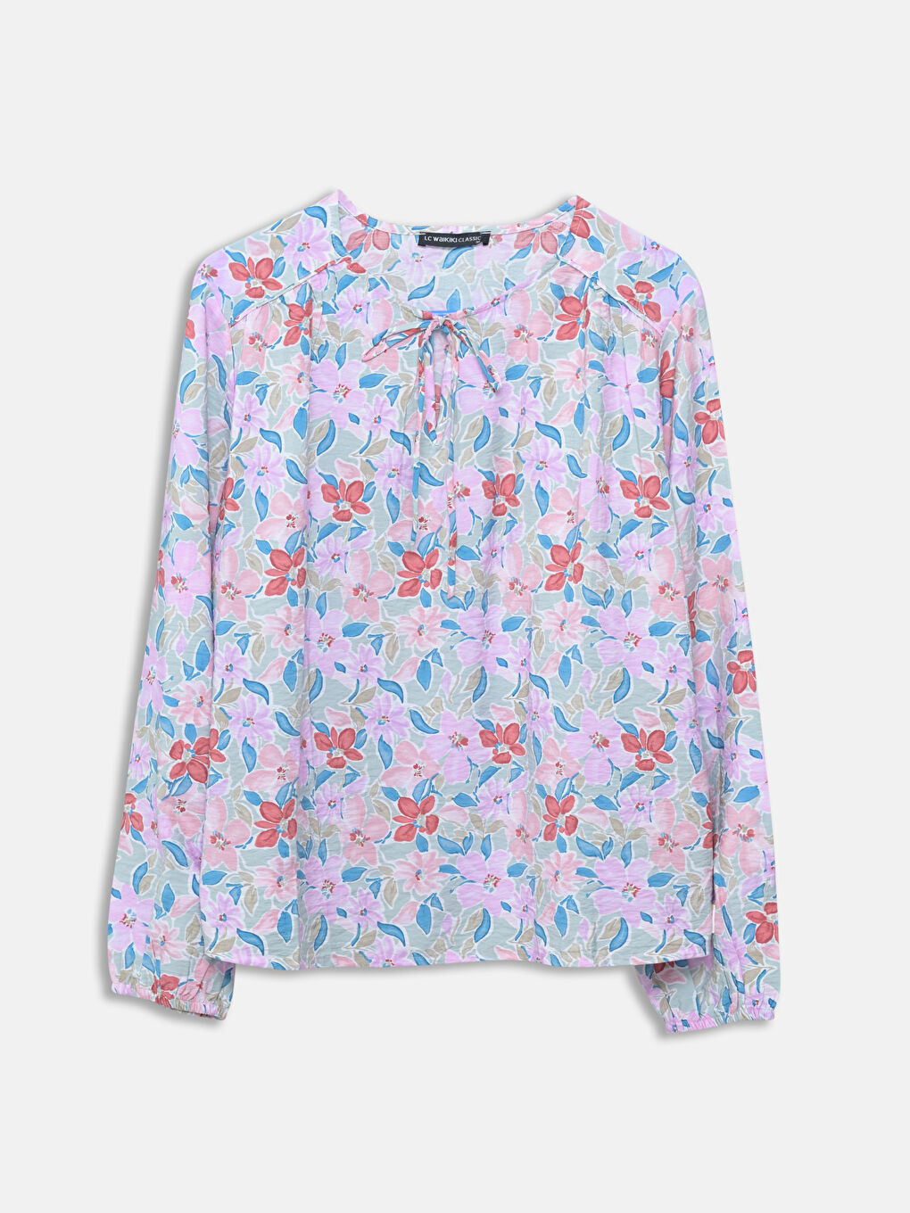 Tie Neck Floral Women's Blouse -S5BS67Z8-F9C