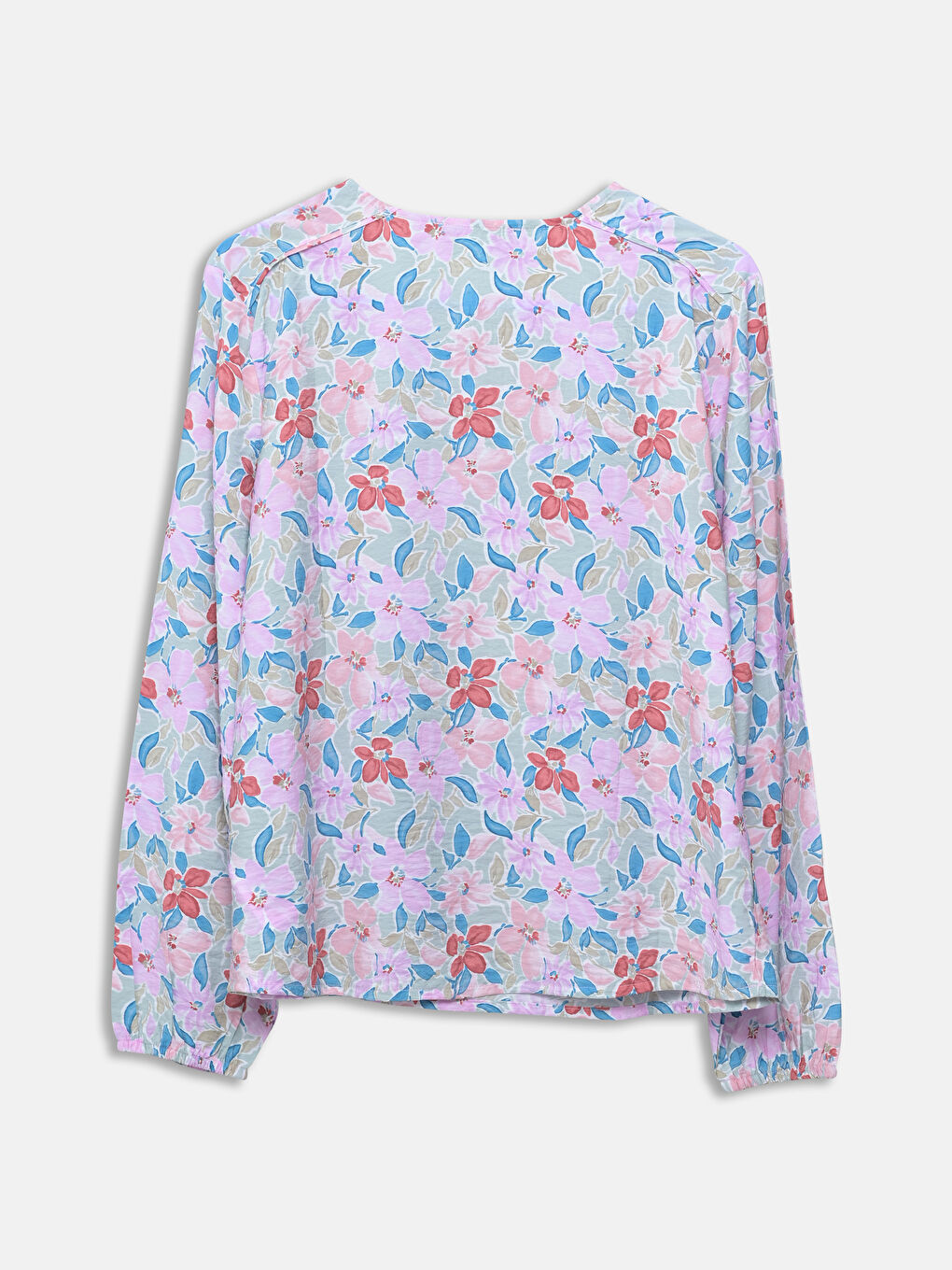 Tie Neck Floral Women's Blouse -S5BS67Z8-F9C