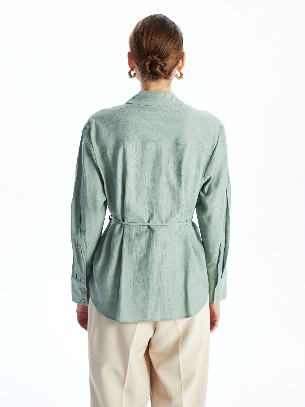 Loose Fit Textured Women's Shirt -S5BS69Z8-YSD