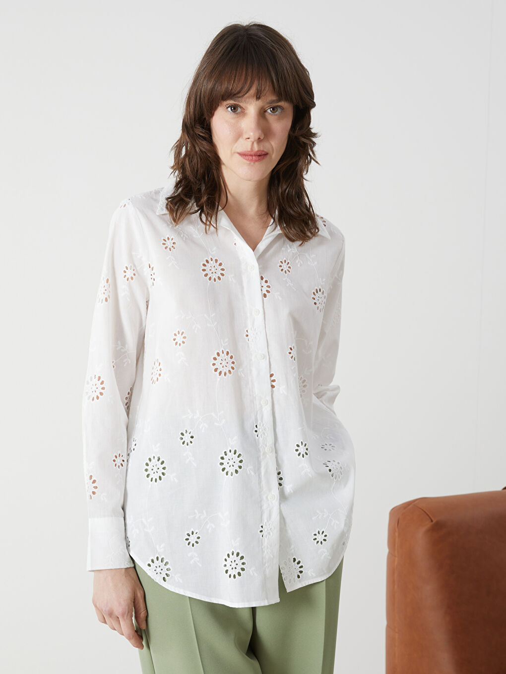 Loose Fit Hole-Knitted Women's Shirt -S5BS70Z8-EEW