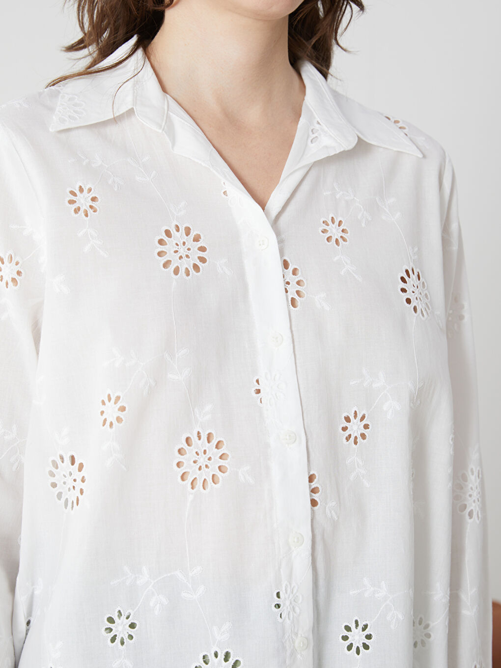 Loose Fit Hole-Knitted Women's Shirt -S5BS70Z8-EEW