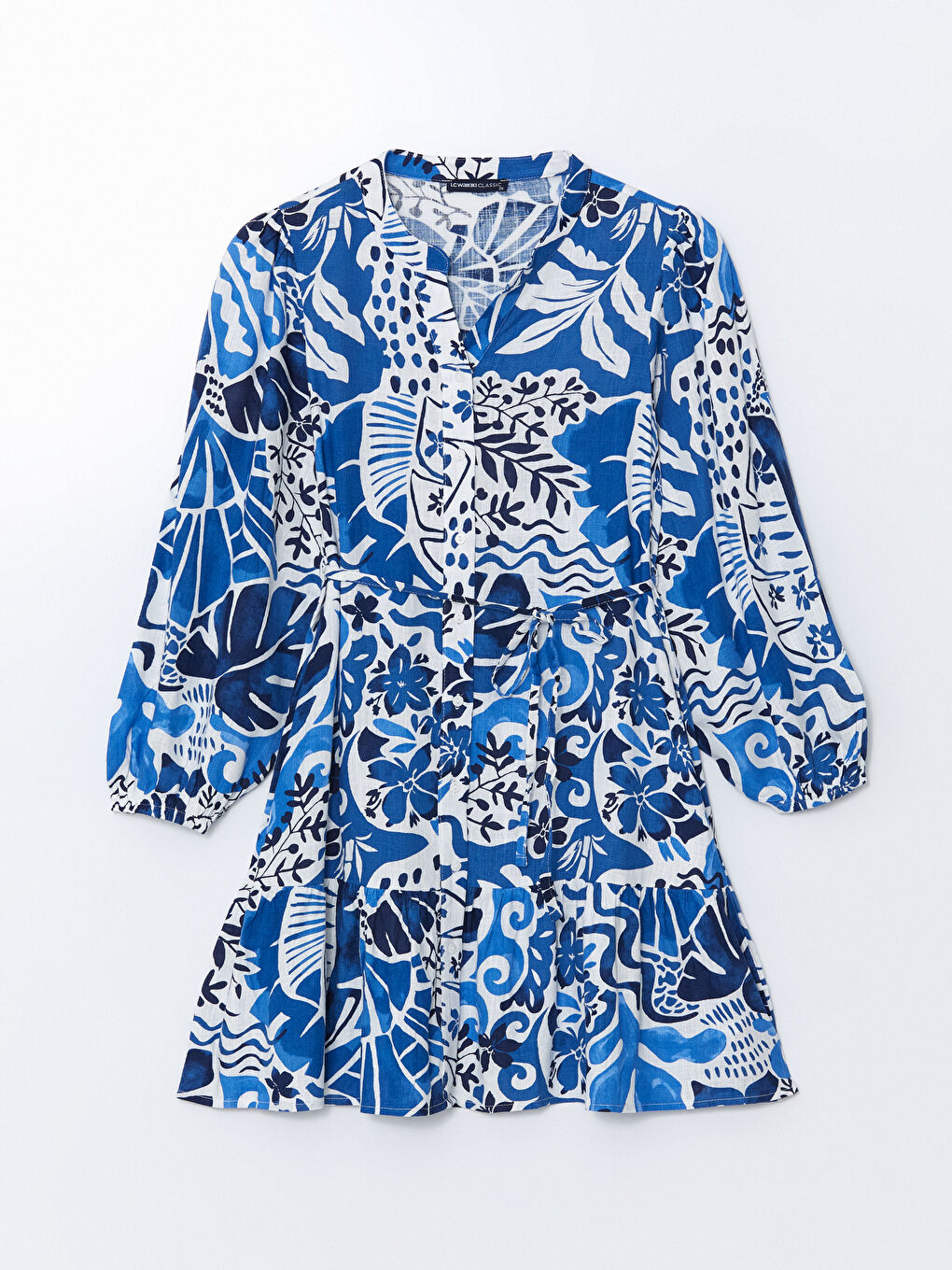 Notch Neck Patterned Linen Blend Women's Shirt Tunic -S5BT40Z8-LQQ
