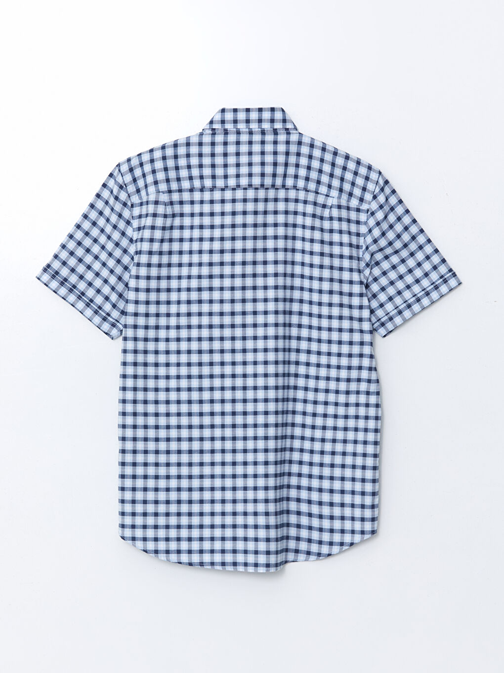 Regular Fit Short Sleeve Plaid Oxford Men's Shirt-4