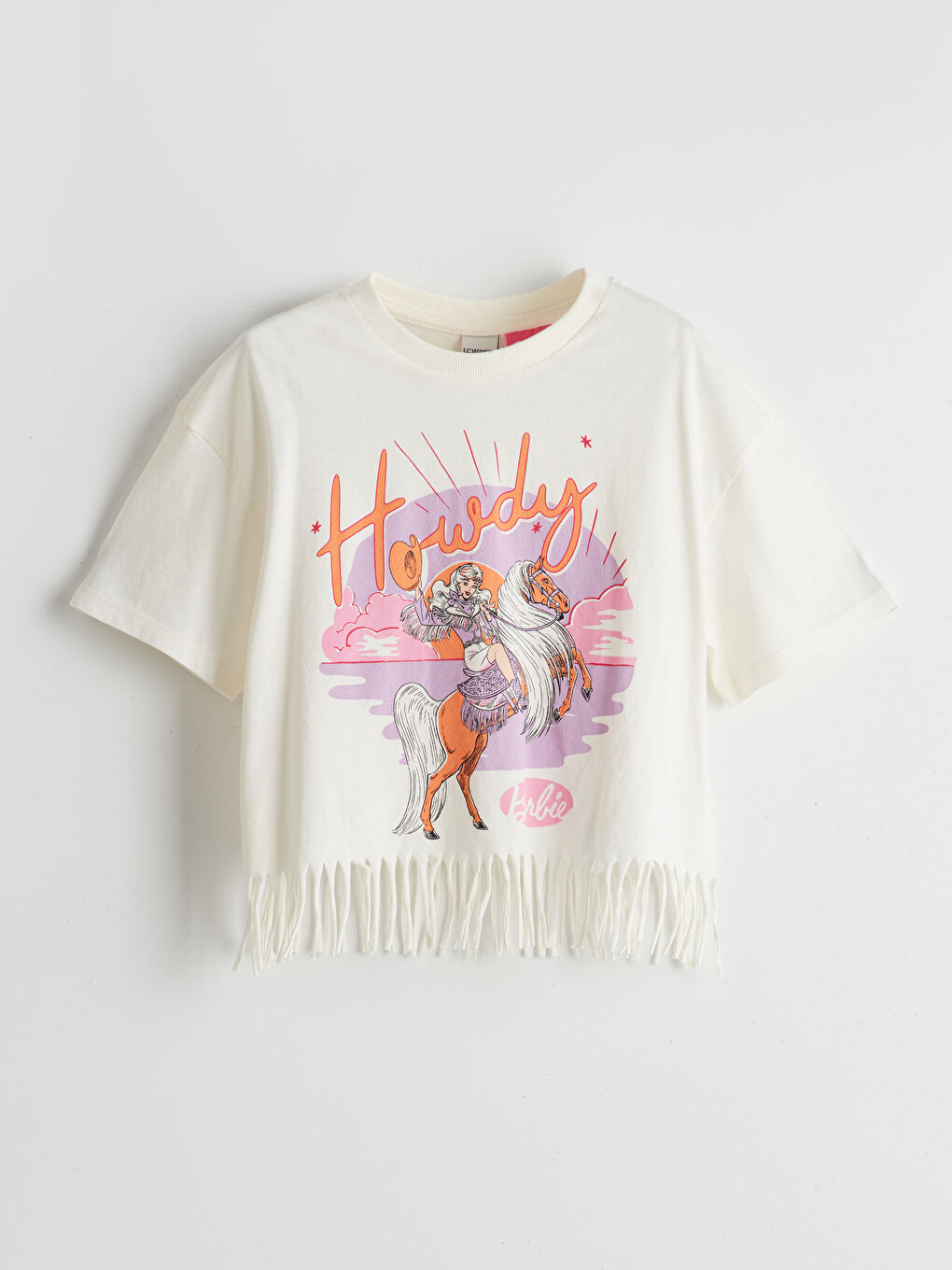 LCW Kids Crew Neck Barbie Printed Girls' T-Shirt and Tights -S5BU15Z4-FDH