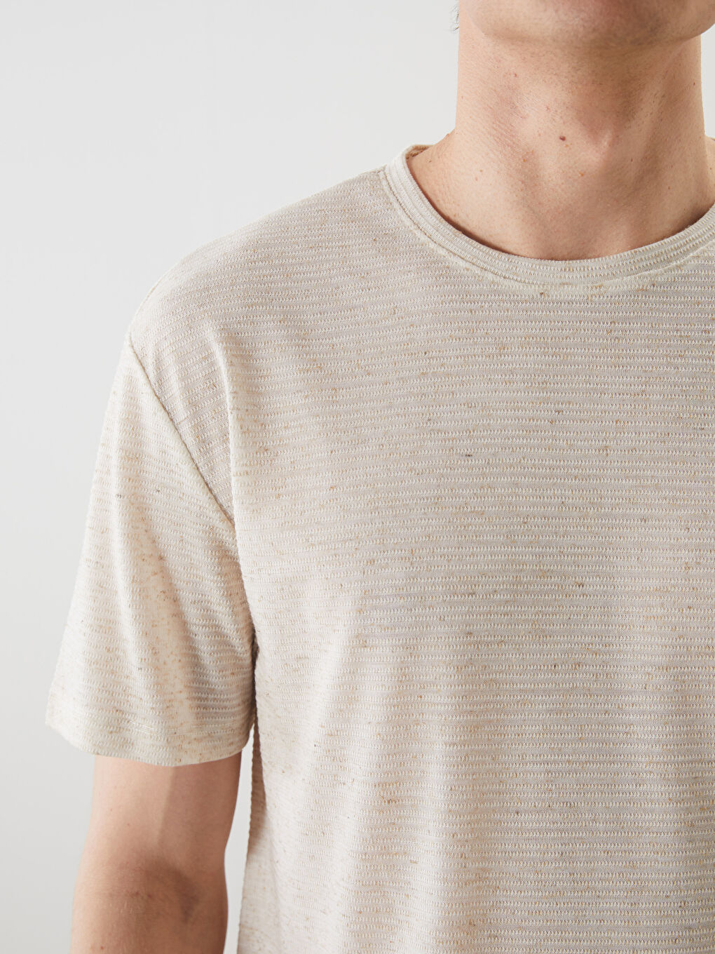 LCW Vision Crew Neck 100% Linen Men's T-Shirt -S5BU90Z8-R9J