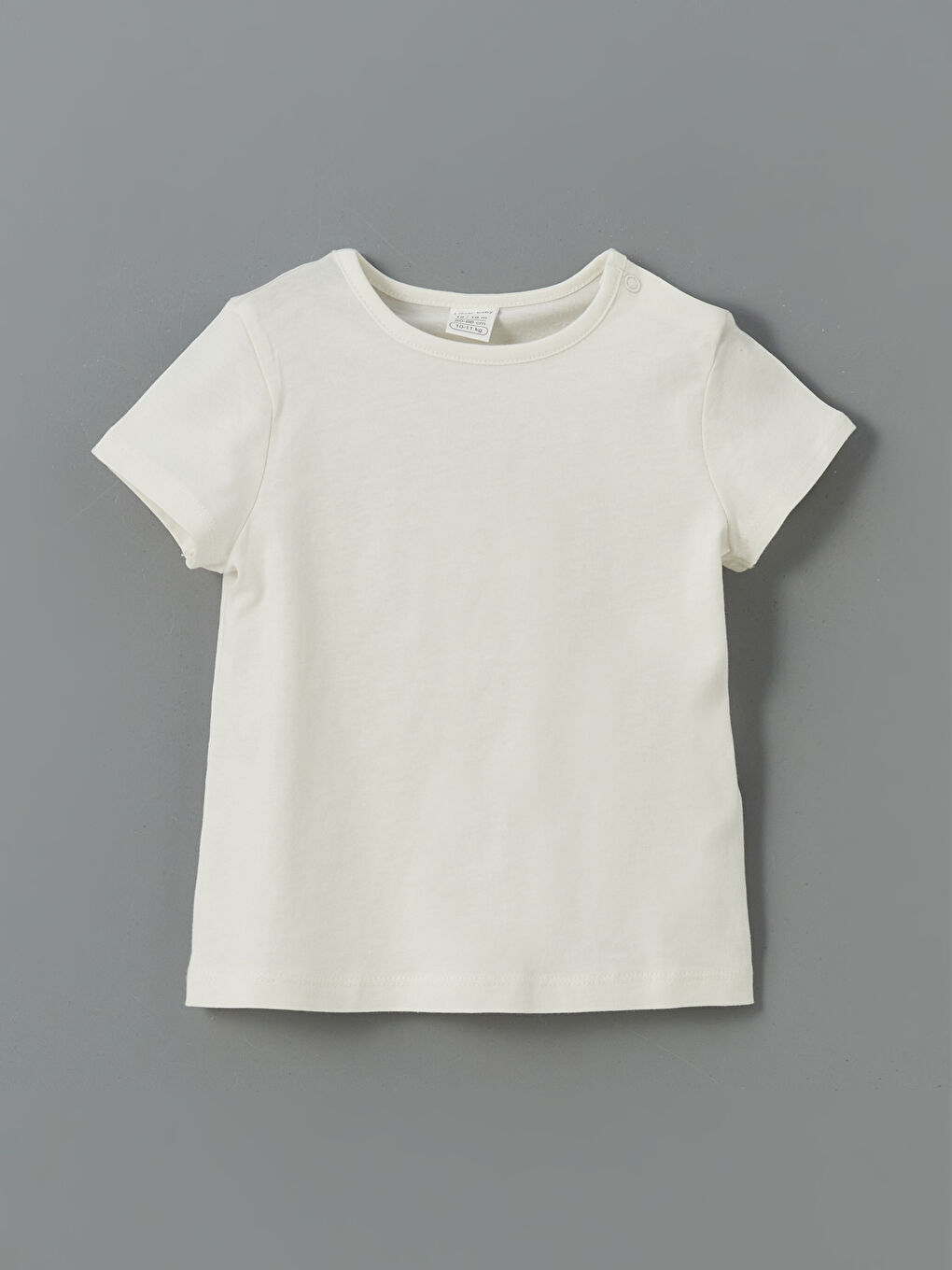 Ekru Bisiklet Yaka Basic Kız Bebek Tişört