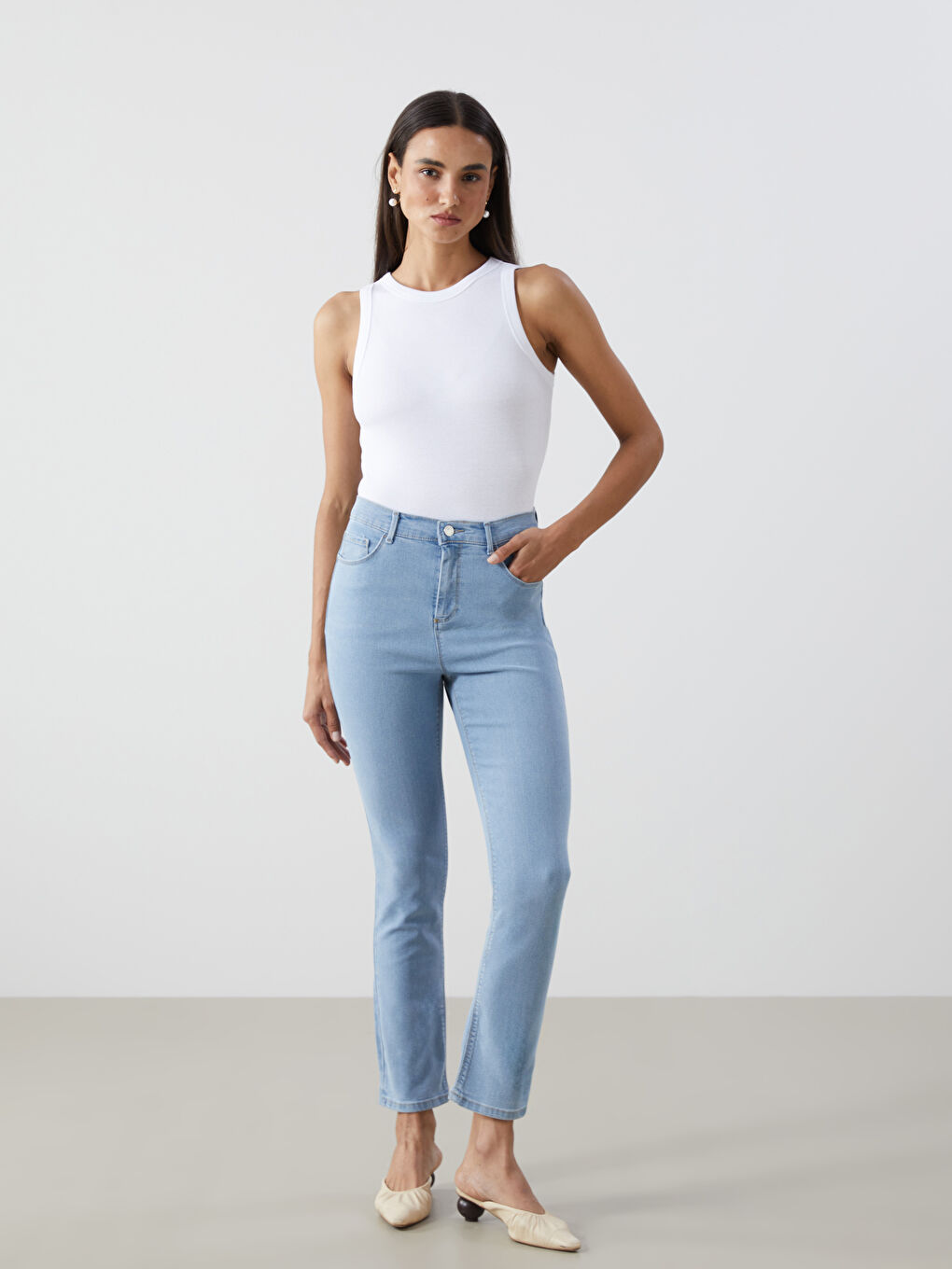 Straight Fit Women's Denim Trousers -S5BY13Z8-311