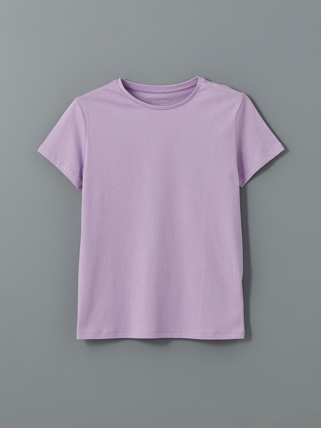 Lila Bisiklet Yaka Kız Çocuk Tişört