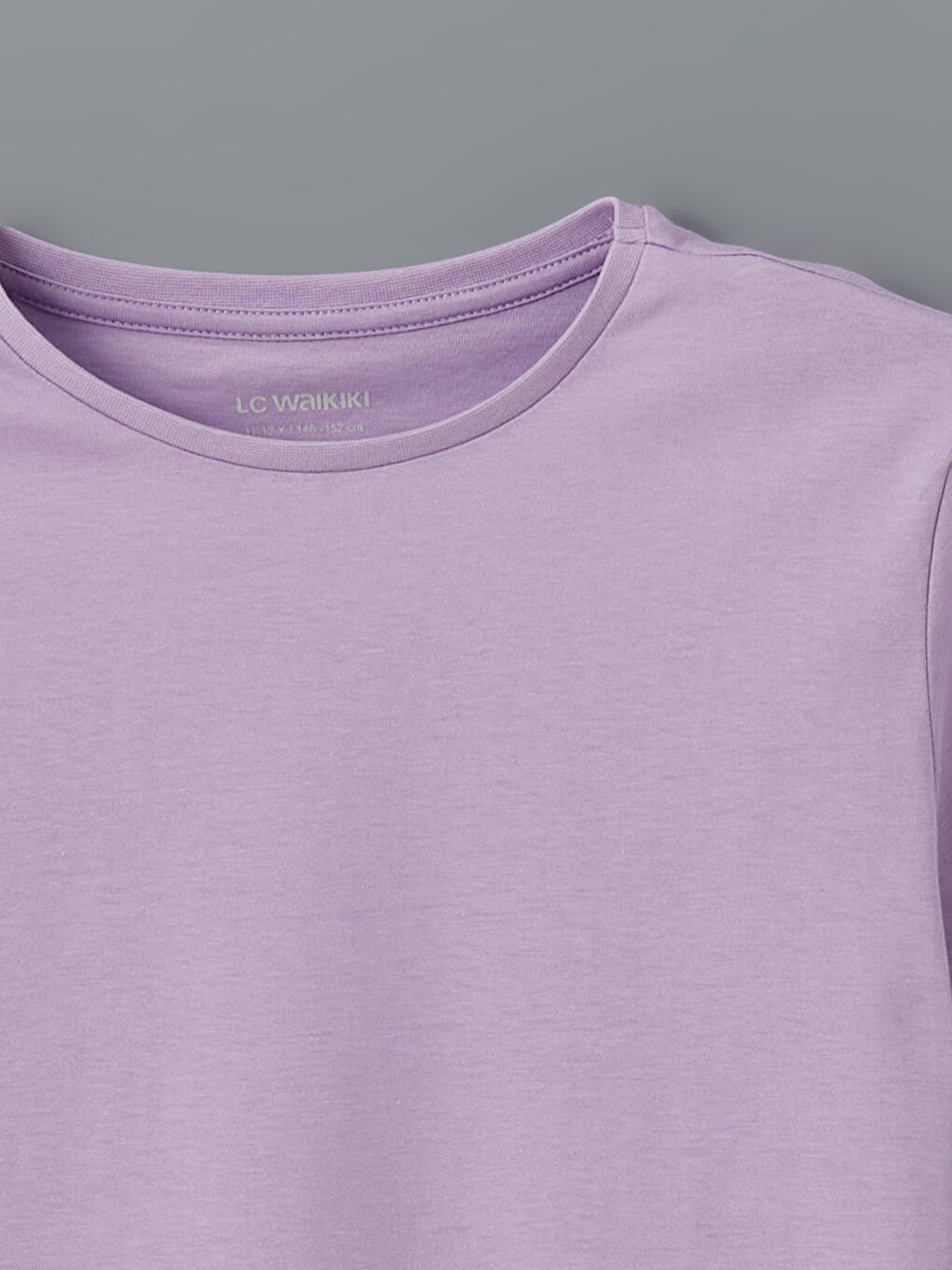 Lila Bisiklet Yaka Kız Çocuk Tişört-1