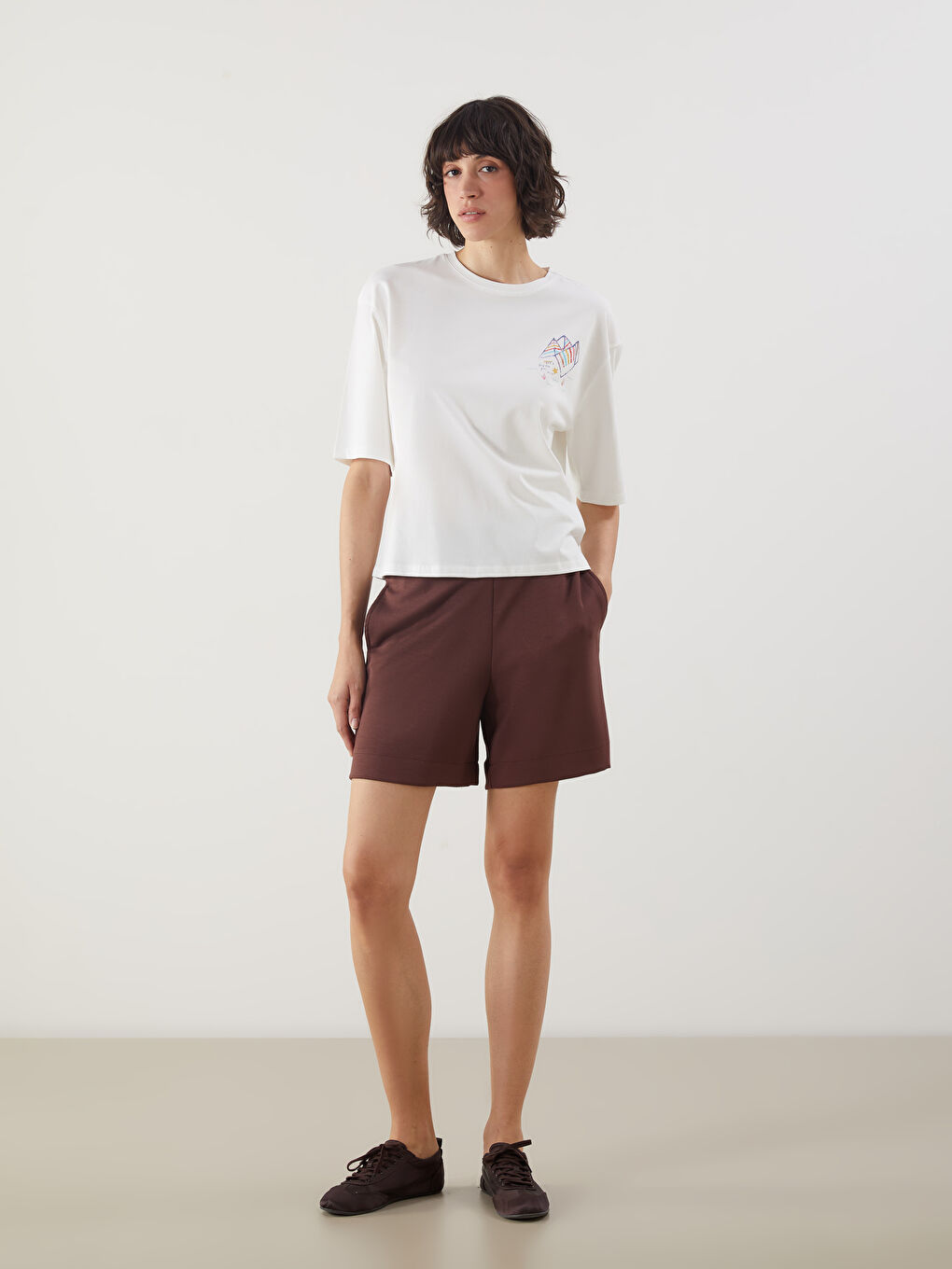 Elasticated Waist Women's Shorts -S5BY76Z8-HGT