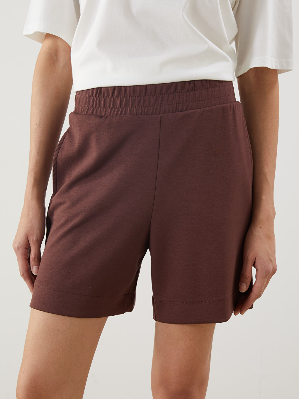 Elasticated Waist Women's Shorts -S5BY76Z8-HGT