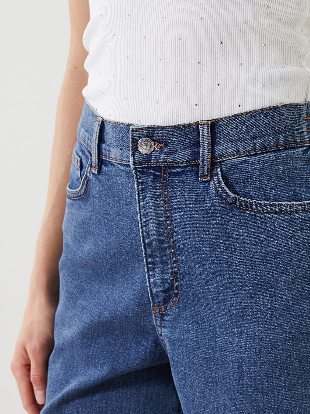 Elastic Waist Wide Leg Women's Jeans -S5CB21Z8-H45