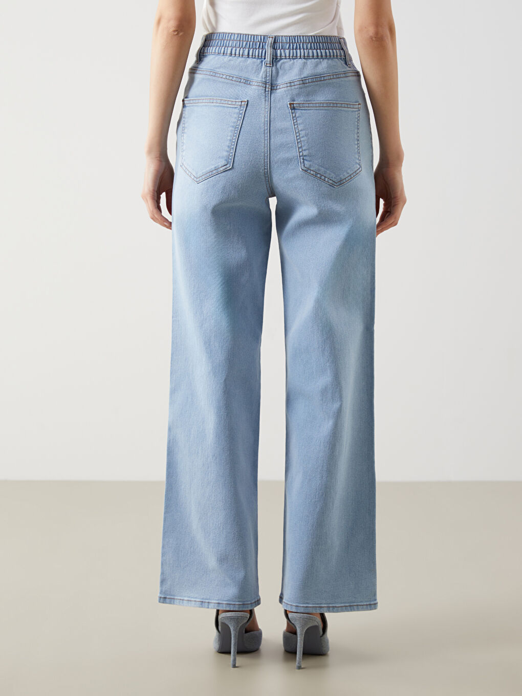 Elastic Waist Wide Leg Women's Jeans -S5CB23Z8-311