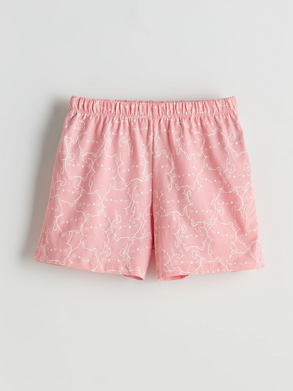 Pembe Beli Lastikli Baskılı Kadın Şort Pijama Altı-5