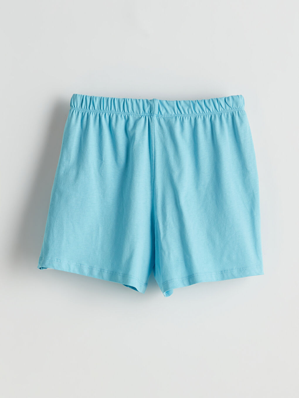 Mavi Beli Lastikli Baskılı Kadın Şort Pijama Altı-5