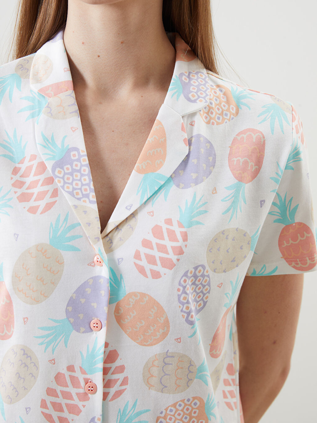 Shirt Collar Patterned Women's Pajamas Set -S5CC89Z8-LRA