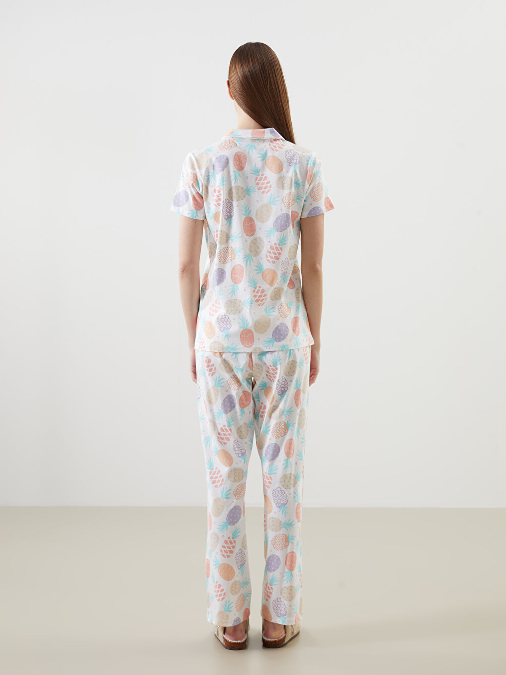 Shirt Collar Patterned Women's Pajamas Set -S5CC89Z8-LRA