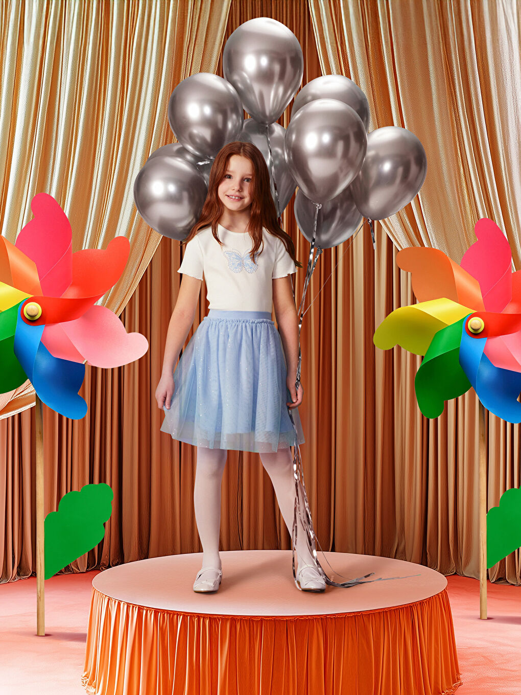 LCW Kids Mavi Beli Lastikli Kız Çocuk Tütü Etek