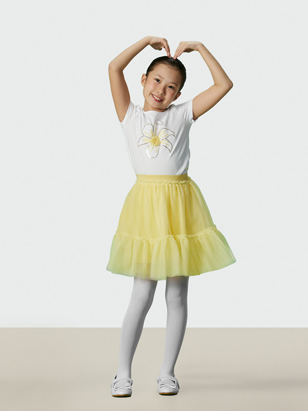 LCW Kids Sari Beli Lastikli Kız Çocuk Tütü Etek