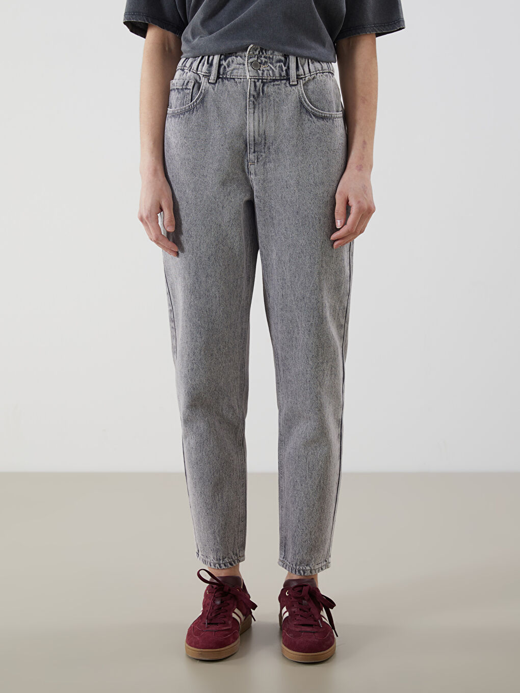 Elasticated Waist Slouchy Fit Women's Jeans -S5CD16Z8-GRD