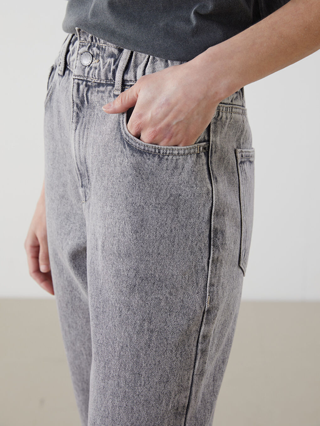 Elasticated Waist Slouchy Fit Women's Jeans -S5CD16Z8-GRD