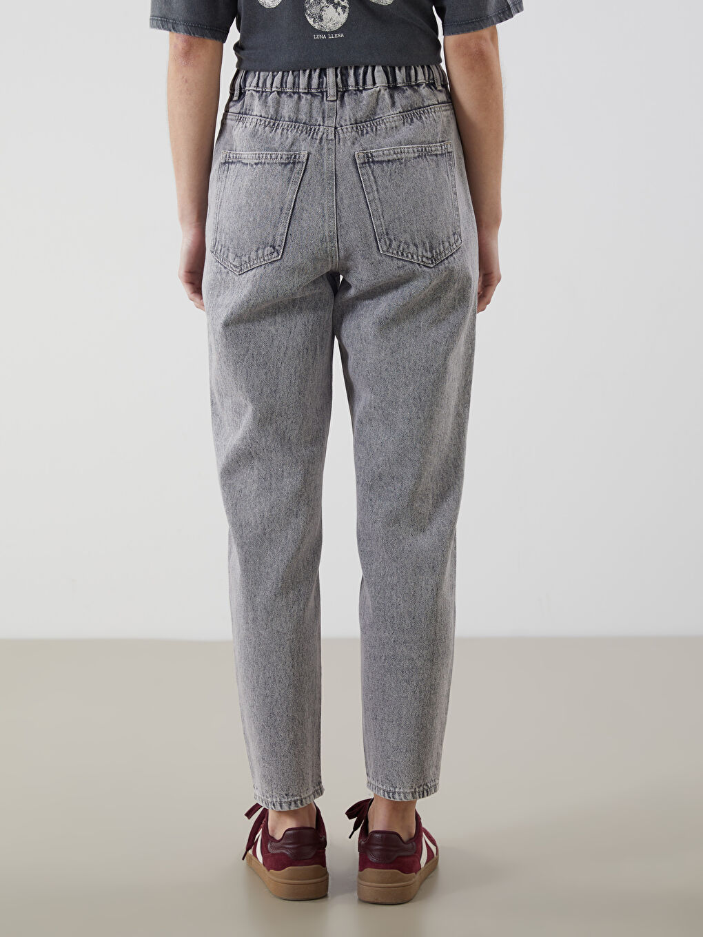Elasticated Waist Slouchy Fit Women's Jeans -S5CD16Z8-GRD