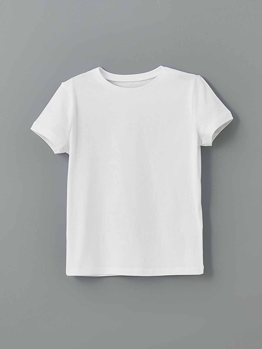 Beyaz Bisiklet Yaka Basic Kız Çocuk Tişört