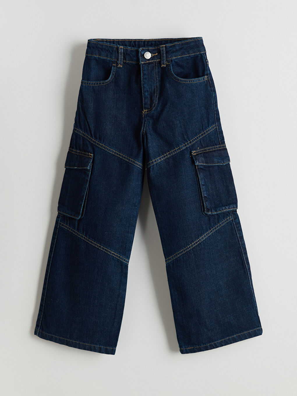 LCW Kids Adjustable Elastic Waist Girls' Cargo Jeans -S5CD26Z4-SHK
