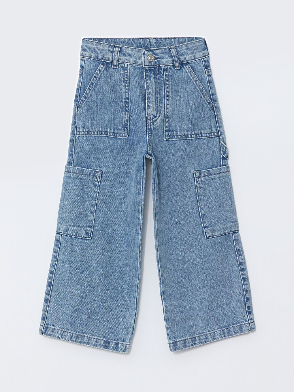 Adjustable Elastic Waist Girls' Cargo Jeans -S5CD30Z4-V2T