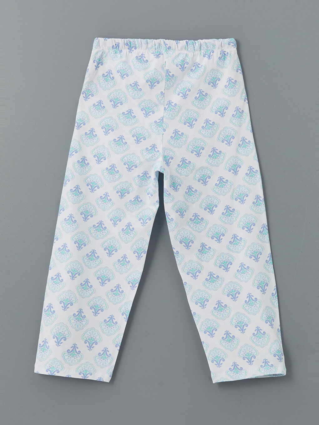 Mavi Beli Lastikli Desenli Kadın Kapri Pijama Altı-1