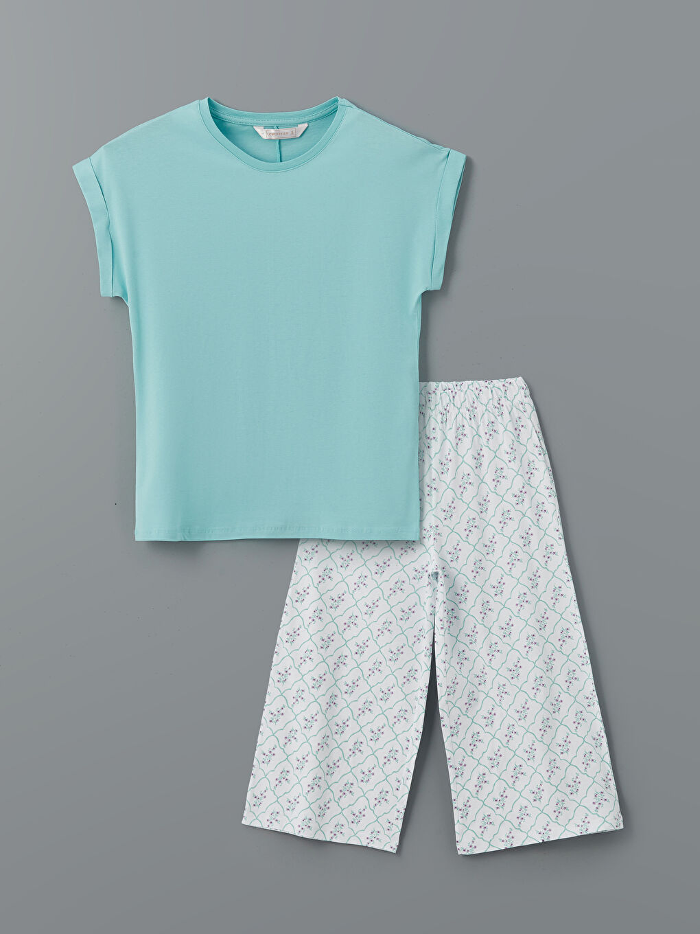 Turkuaz Bisiklet Yaka Kadın Pijama Üstü