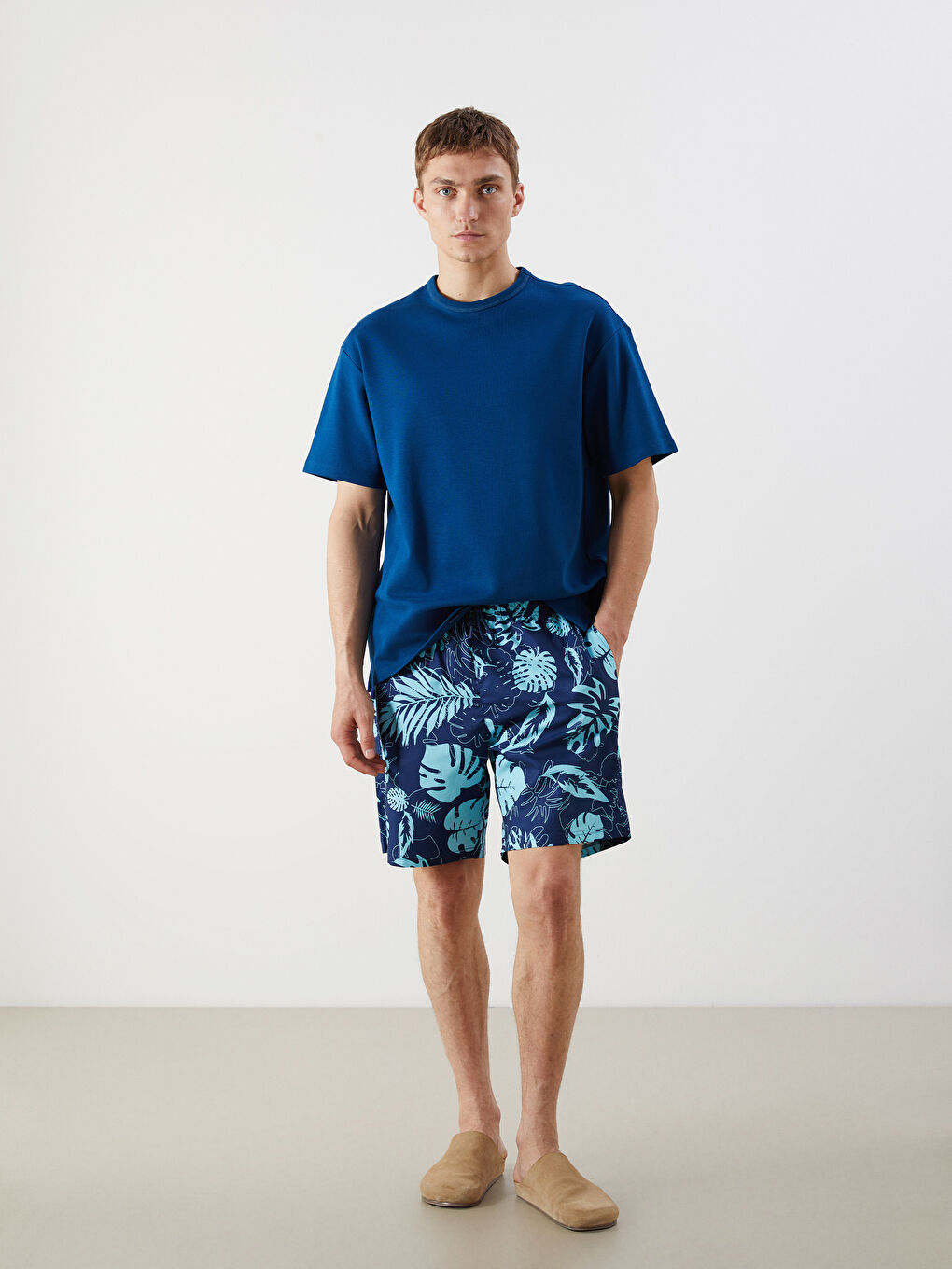 Knee Length Patterned Men's Swimming Shorts -S5CE02Z8-LSJ