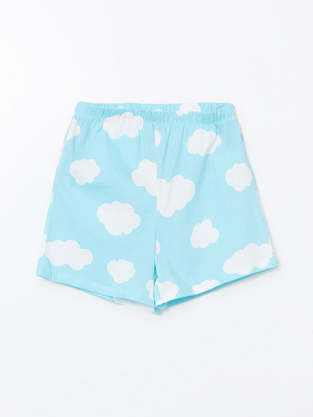 Mavi Beli Lastikli Desenli Kadın Şort Pijama Altı-4