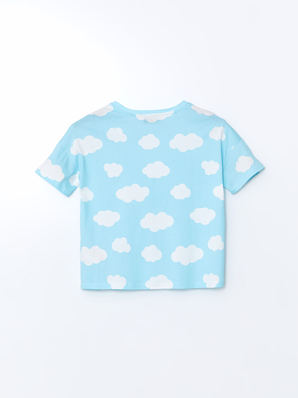 Mavi Bisiklet Yaka Desenli Kadın Pijama Üstü-1